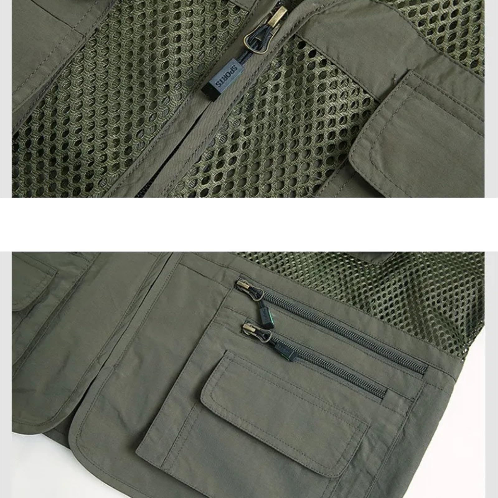 Chaleco Multibolsillos Chaleco de malla de talla grande for hombre, chaqueta de trabajo informal de primavera for pesca, de secado rápido, sin mangas, for fotógrafo al aire libre, con múltiples bolsil