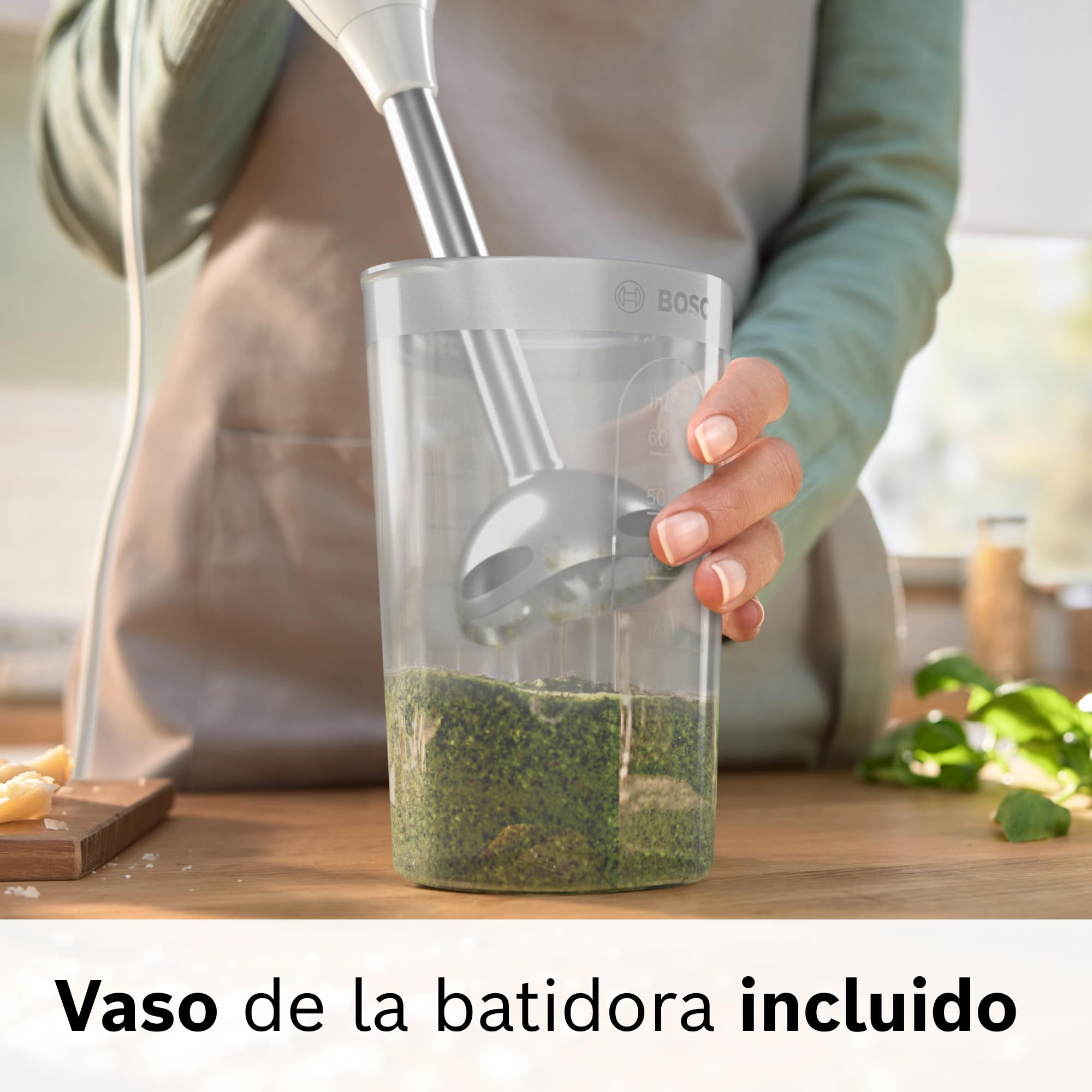 Bosch - Batidora de mano, ErgoMixx, 600 W, QuattroBlade, Blanco, MSM66110