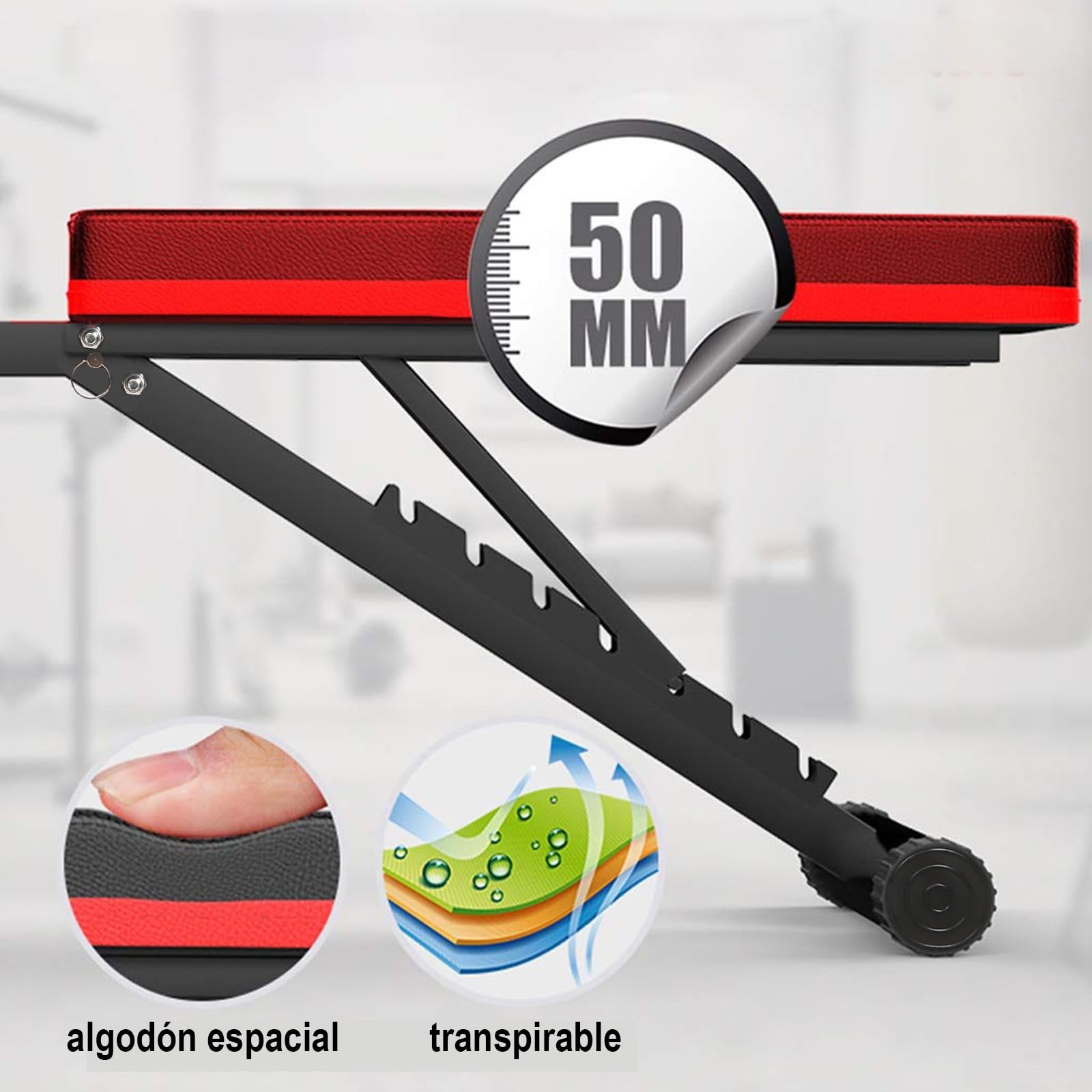 Panca Pesi 5-in-1 Regolabile Multifunzione, Pieghevole da Allenamento per Addominali, 7 Direzioni Schienale Regolabile, Fitness per Casa Palestra Max 150kg