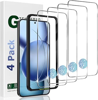 [4 Pack] Screen Protector for Samsung Galaxy S24 Plus / S25 Plus [Tempered Glass] [Japan Glass with 9H Hardness] Fingerprint Unlock with Installation Frame HD Clear Screen Protector