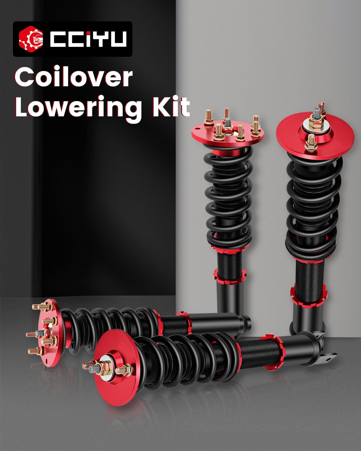 cciyu Coilover Suspension Shock Absorbers Adjustable Coilovers Lowering Kit Fit for 2008-2012 for Honda for Accord - Red