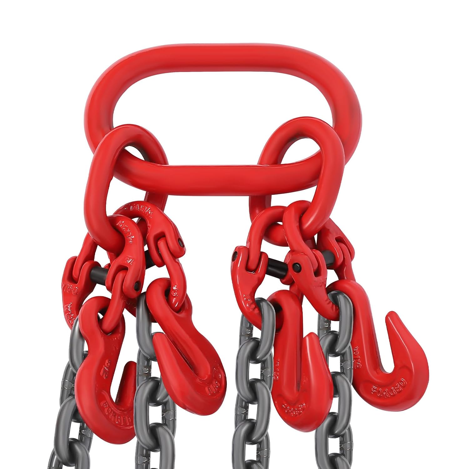 Chain Sling 5/16 Inch x 8.2 Ft Quad Leg Lifting Chain with 4 Leg Grab Hooks and Adjusters, G80 Heavy Duty Lift Sling Chains for Engine Hoist 5 Ton Capacity,8.2FT Used in Mining, Machinery