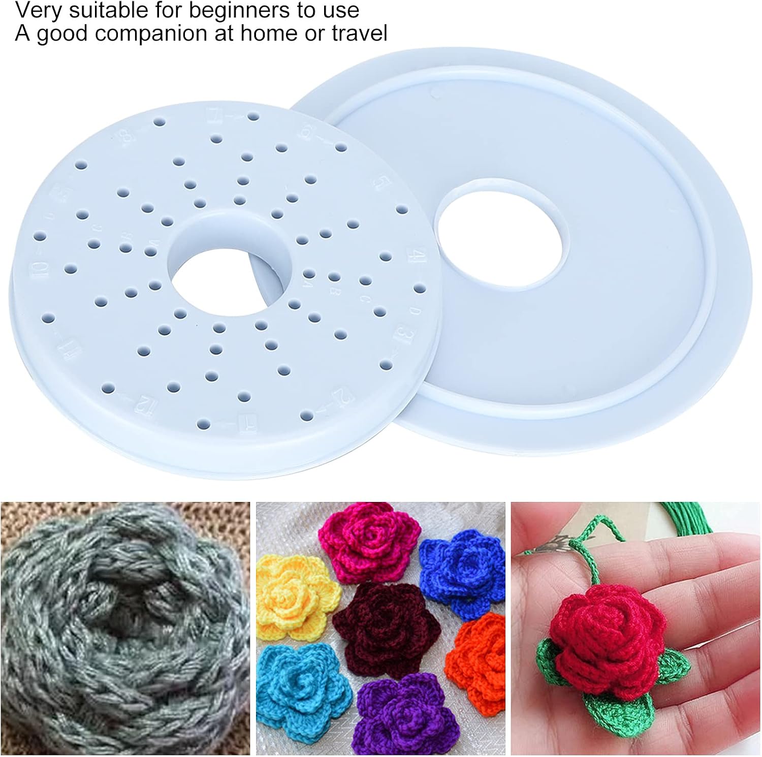 Flower Knitting Loom Kit, Round Knitting Looms Kit Flower Knitting Loom Maker Flower Maker Weaver Tool Set Circular Knitting Loom for DIY Wool Yarn Knitting Craft