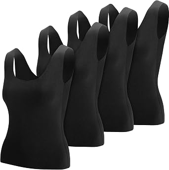 Toulite 4 Pcs Thermal Tank Tops Women Underwear Tops Sleeveless Undershirt for Women Cotton Camisole Warm Base Layer