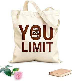 XIARON Bolsas de lona con impresión digital Frase de inspiración para letras Frase Tu único límite Tela de 340g/m² de gros...