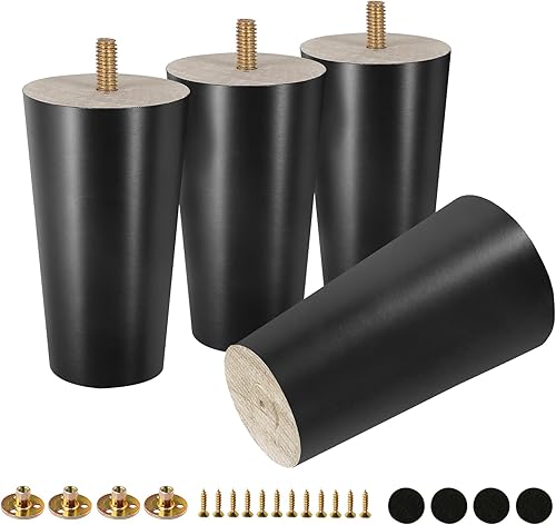 Miniatura 12 de FoDau770 Patas de Muebles de Madera de Caucho de 9 Pulgadas, Patas de Madera Rectas Cónicas de Mediados de Siglo para Sofá, Juego de 4, Patas