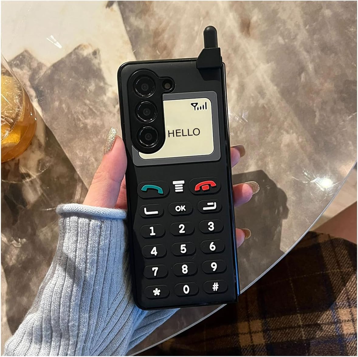 Creative Retro Case for Galaxy Z Fold 5 Black Phone Print