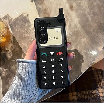 Creative Case for Galaxy Z Fold 5 Black Phone Print, Man and Woman Retro Cute Cover, Girls Kawaii Case for Z Fold 5