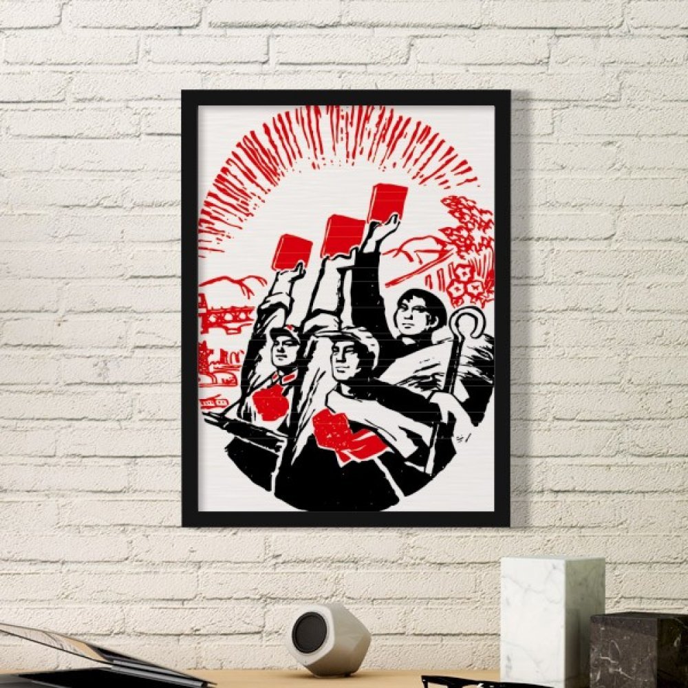 Peinture eau Chine cadre photo noir bois de petite taille pour déco