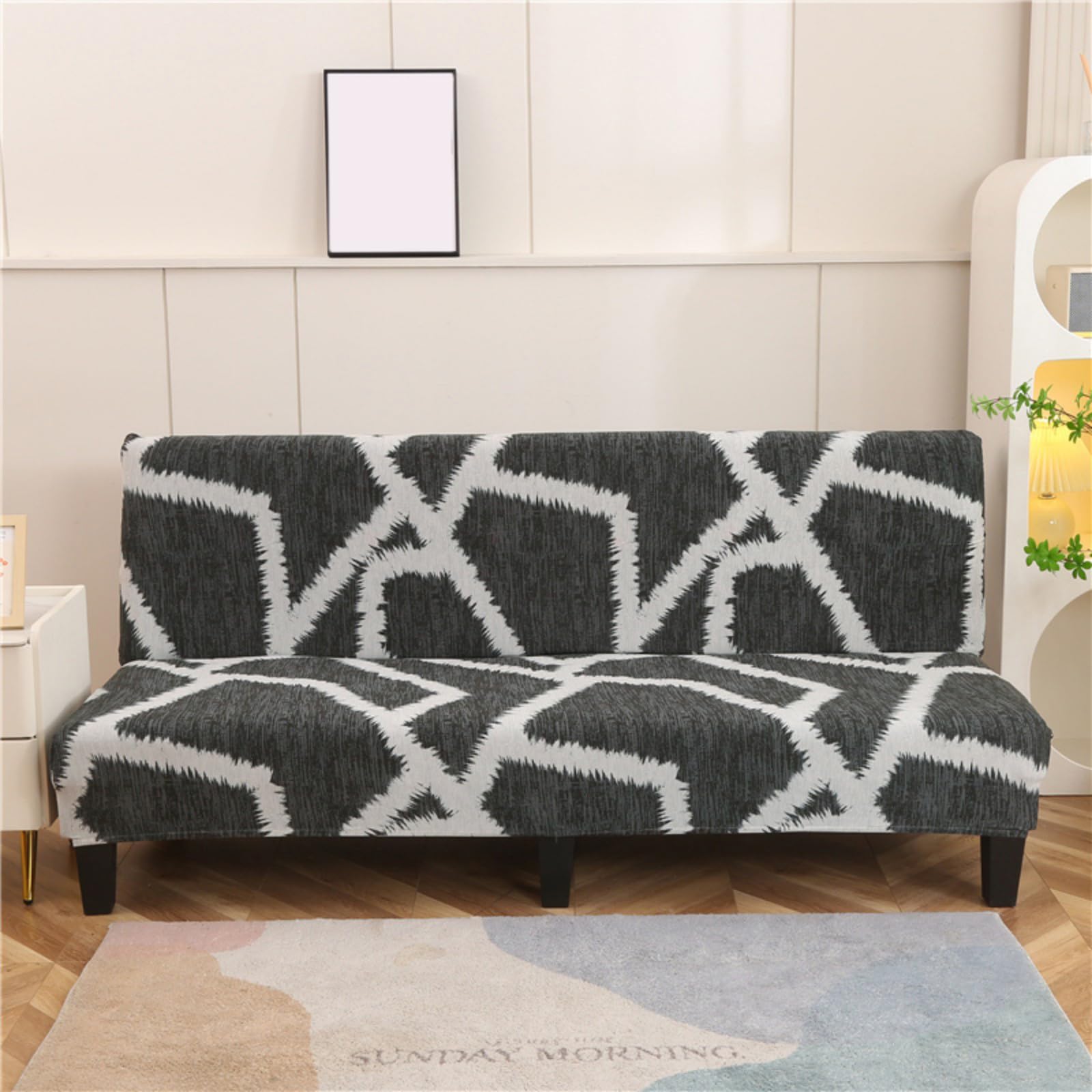 boiszeda Armless Sofa Bed Cover, Spandex Stretch Futon Slipcover(160-190cm)