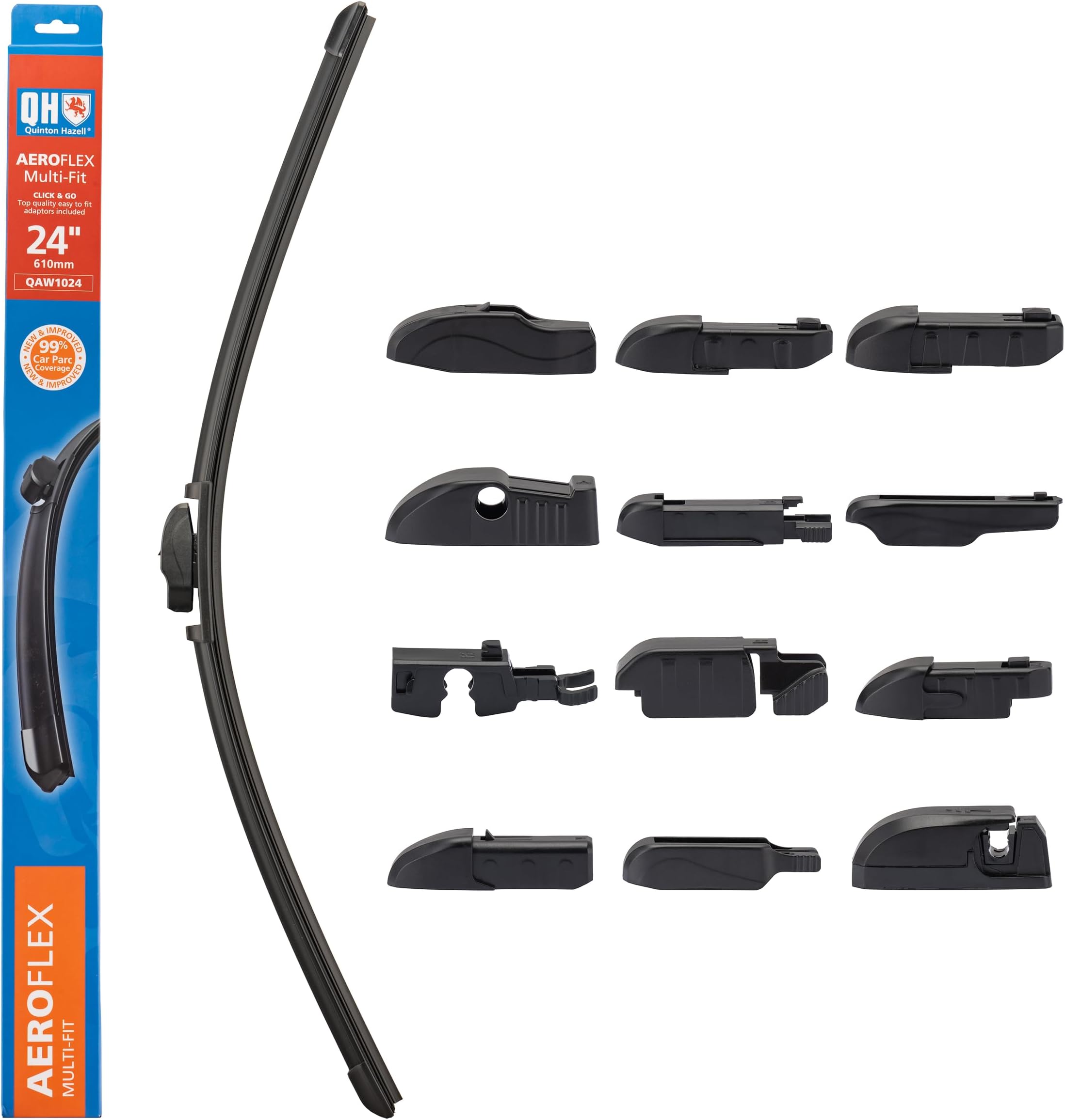 Aeroflex Flat Front Wiper Blade, Universal Adapters Included, 24” (Pack of 1)