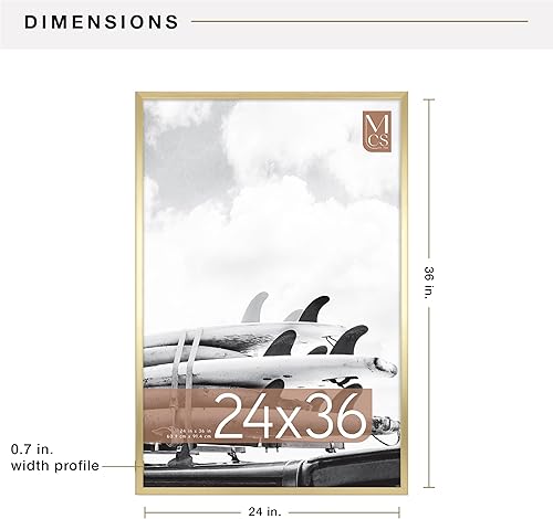 Miniatura 5 de MCS Gallery Foundation - Marco de póster, marco de fotos para arte de pared, latón, 24 x 36 pulgadas, individual