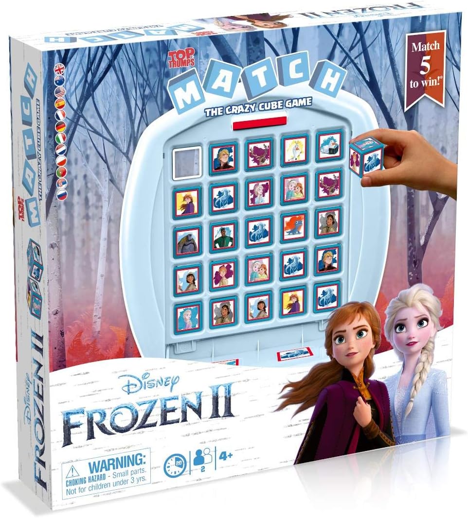 Winning Moves Frozen 2 Top Trumps Match Board Game, Travel to Arendelle and play with Elsa, Anna and Olaf, Race to Match 5 of the same characters in a row, gift and toy for boys and girls aged 4 plus