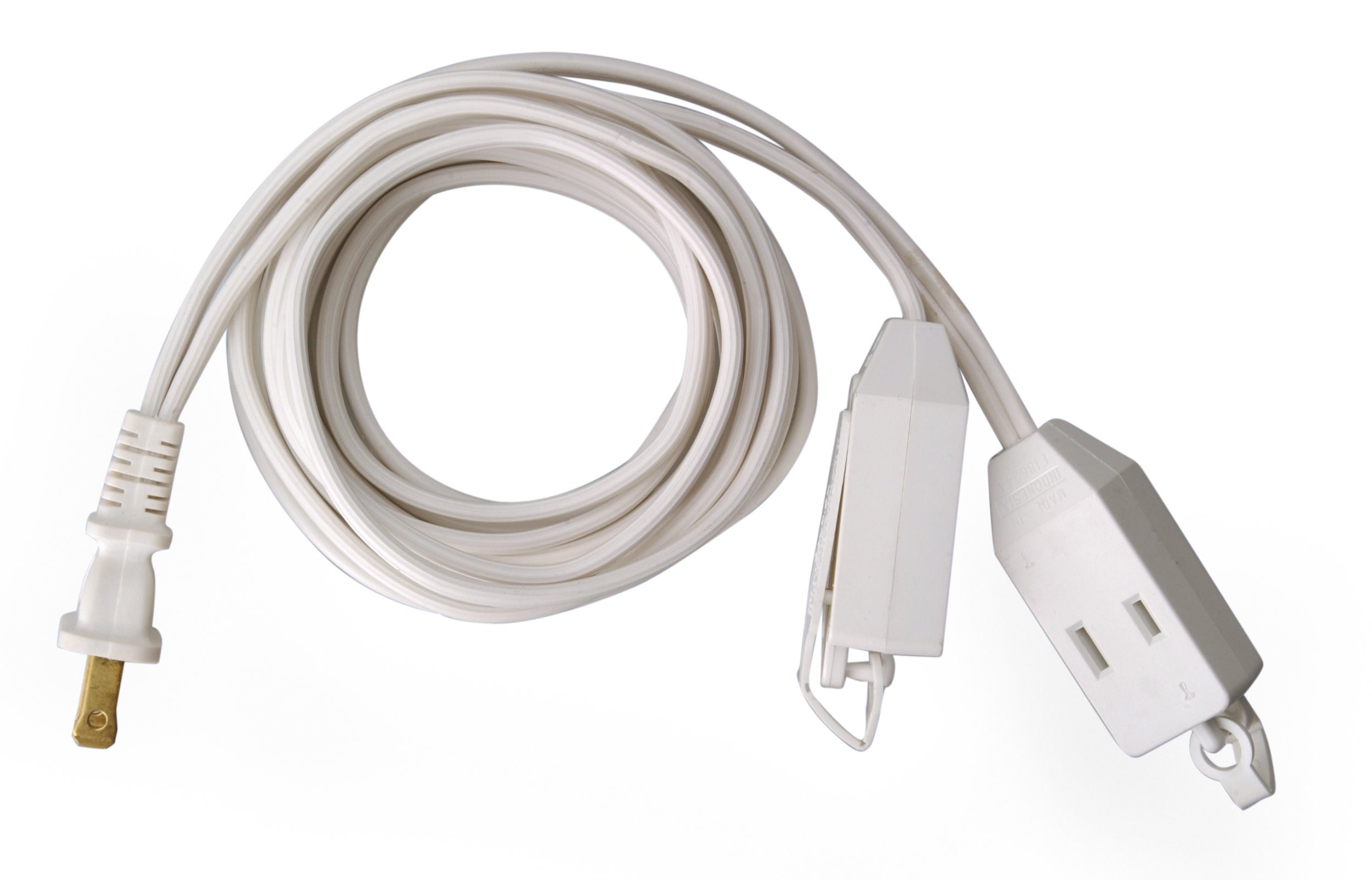 12 ft White Split-Cube Tap Extension Cord - 16/2 SPT-2, 2-Conductor