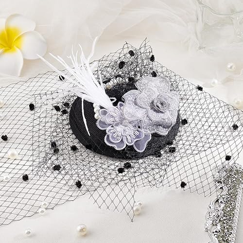 Miniatura 4 de OLYCRAFT Telas de red de velo negro de 1.1 yardas con bola pequeña de 7.9 pulgadas de ancho, velo de boda para novia, velo de boda, velo de