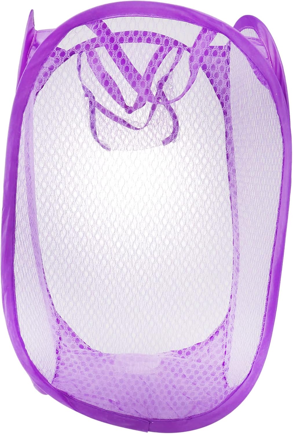 VALICLUD Foldable Purple Mesh Laundry Hamper Basket with Side Pocket Easy Open Design for College Breathable Odor Storage Lightweight and Portable Laundry Bin for Clothes