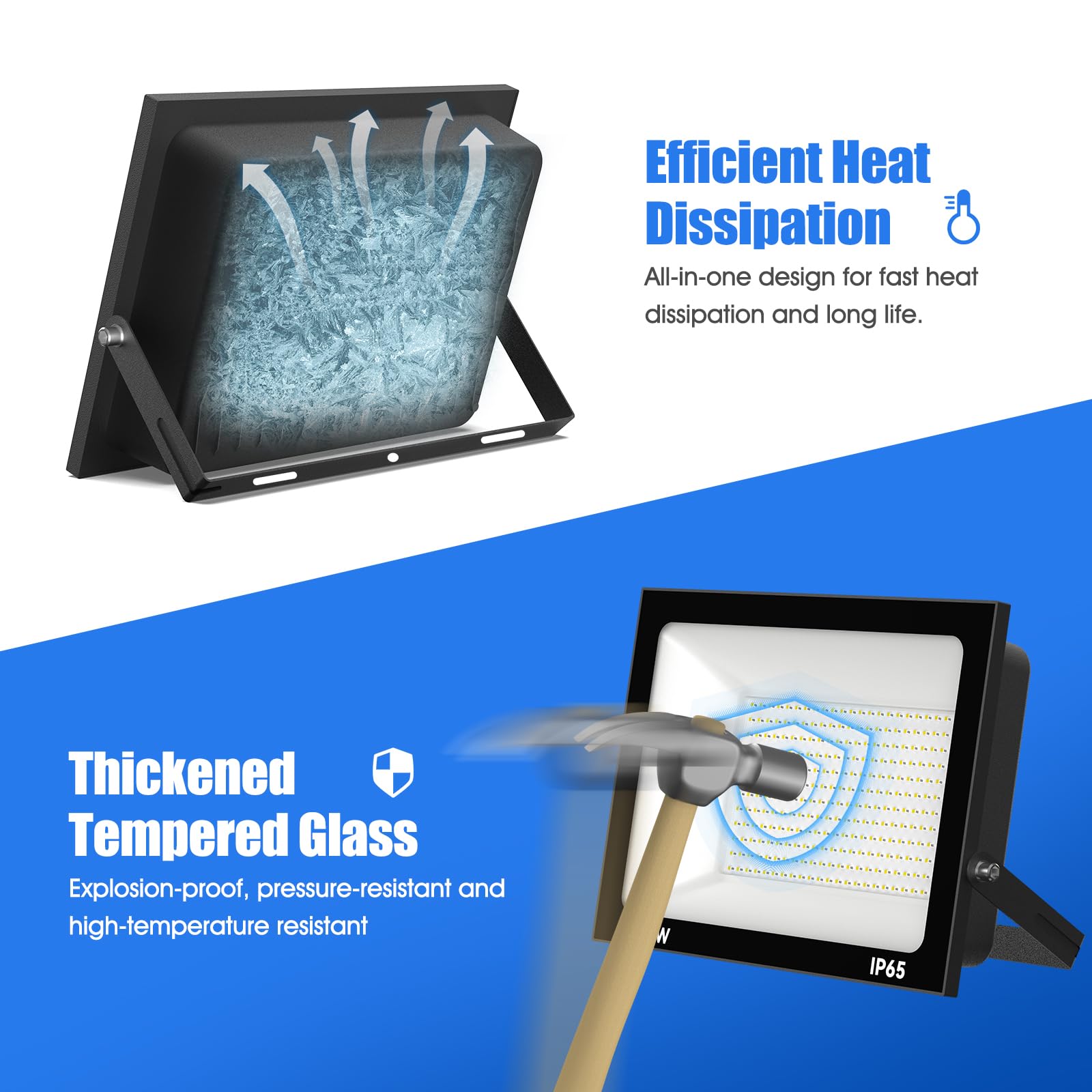 Royana 300W Faretto LED da Esterno 3000K Bianco Caldo Faro LED Esterno 30000LM IP65 Impermeabile Super Luminoso Fari di Sicurezza per Cortile Giardino