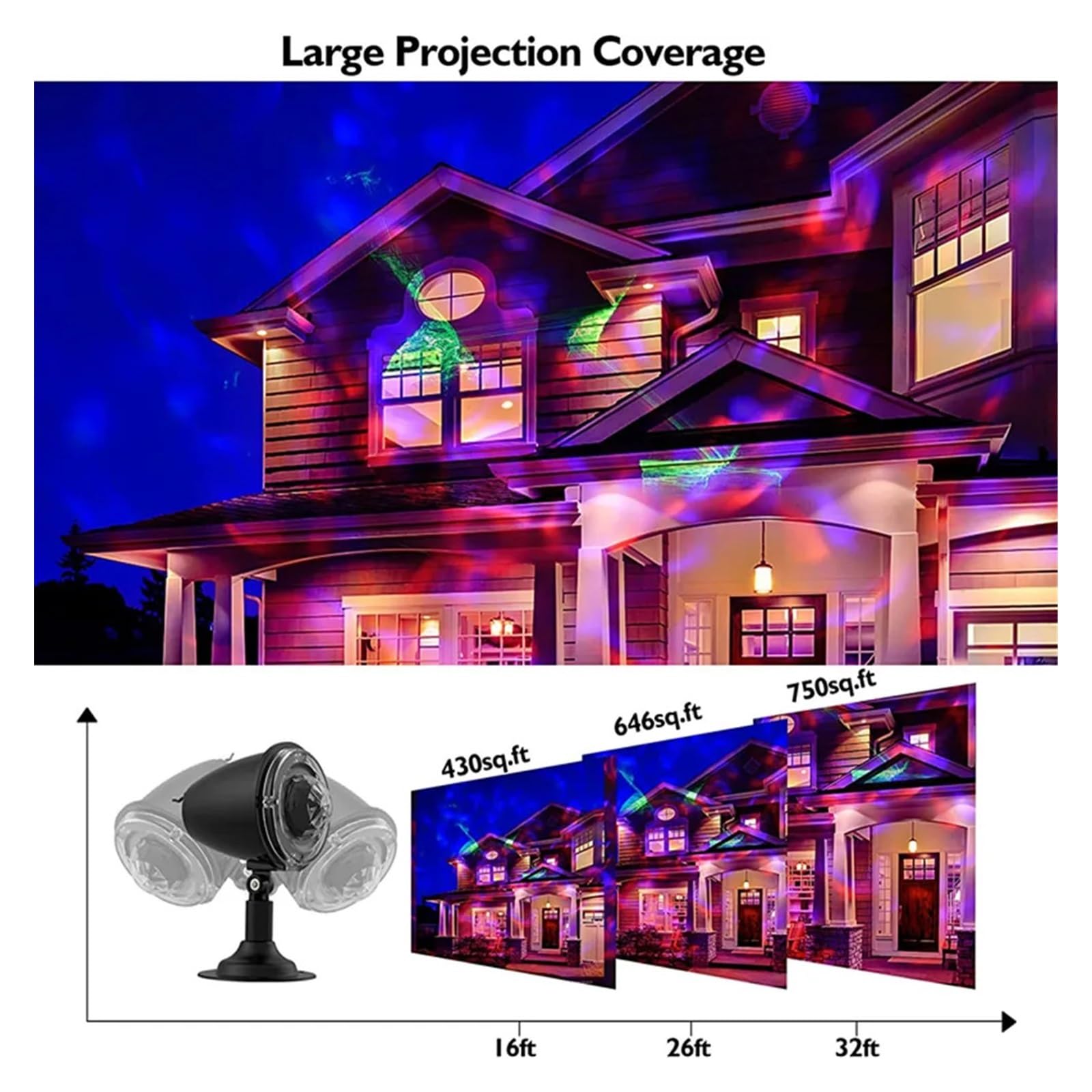 Weihnachten Projektor, Weihnachtsprojektorlicht mit Fernbedienung, Außenlandschaftslichter for Weihnachtsgeschenkparty-Gartenurlaubsbeleuchtung für Weihnachten Dekorationen Außen(AURORA,2X Projectors)