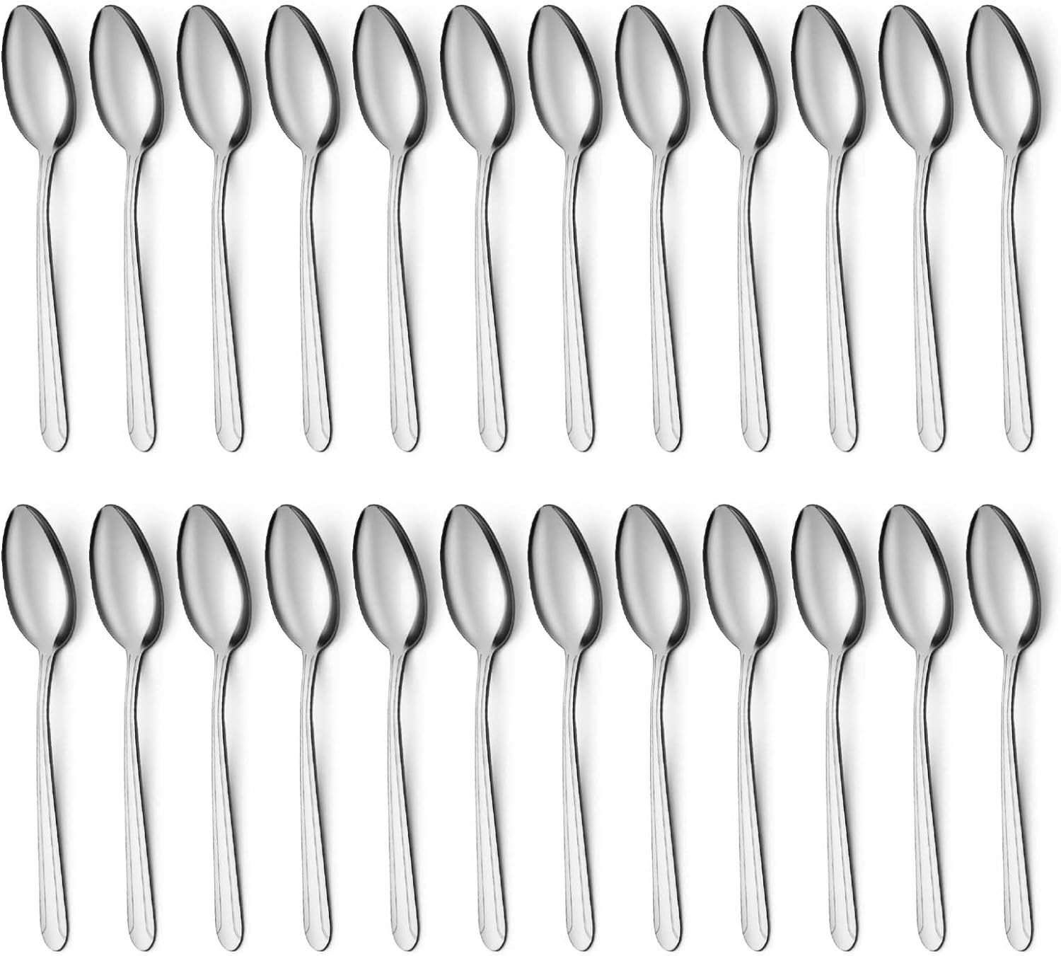 BEWOS 24 Pieces Tea Spoons Set, 6.2 Inches Stainless Steel Teaspoons Silverware, Spoons