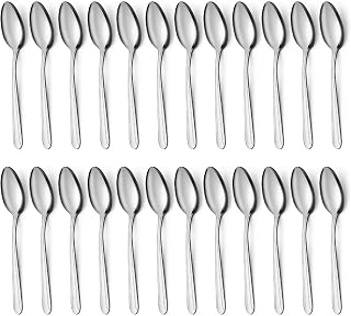 BEWOS 24-Pack Stainless Steel Teaspoons 6.2 Inch Mirror Polished Coffee Spoons Dishwasher Safe Silverware for Home Restaurant