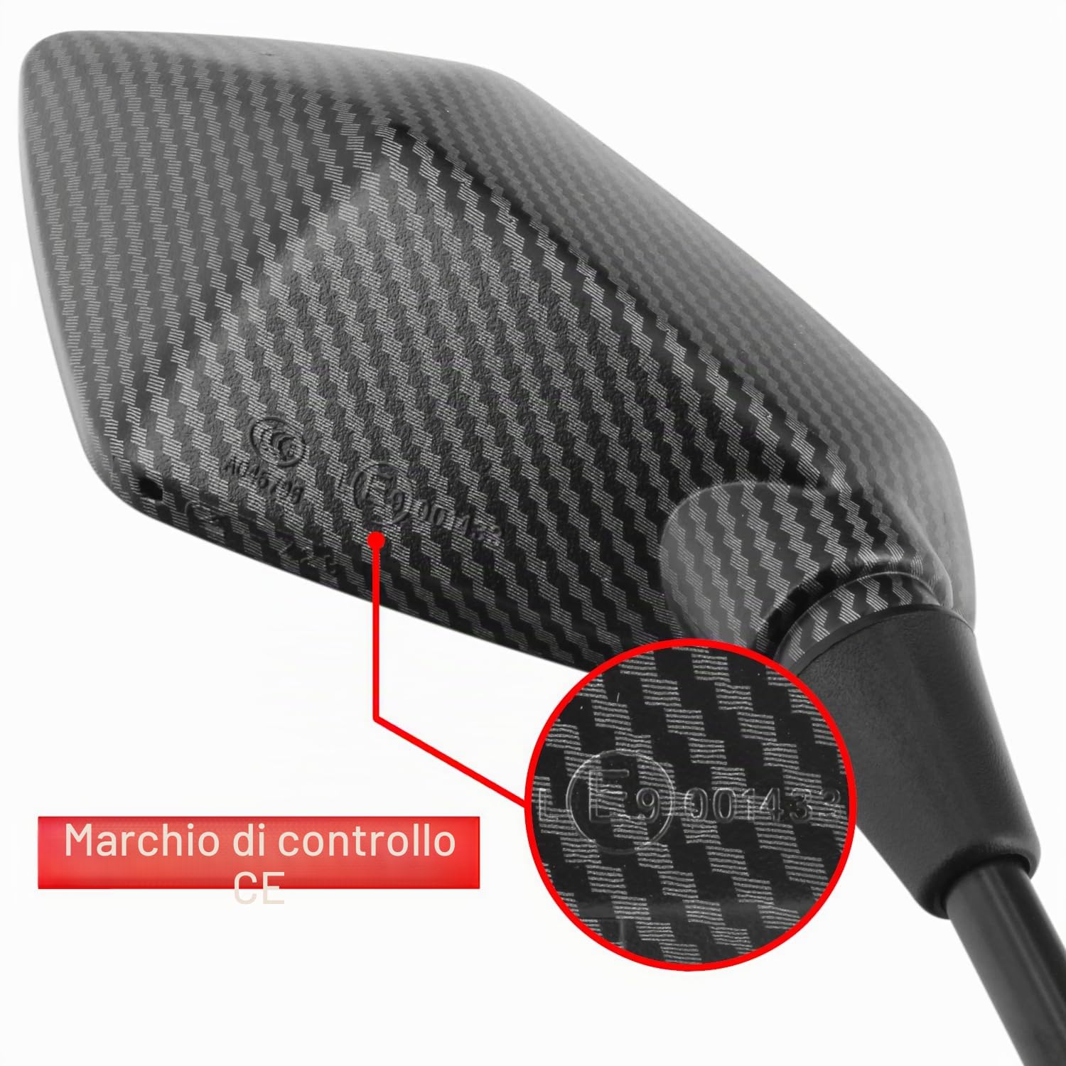 Area1 Set di specchietti retrovisori per moto (destro + sinistro) "effetto carbonio" omologati CE 2 x M10 destro compatibile con Moto