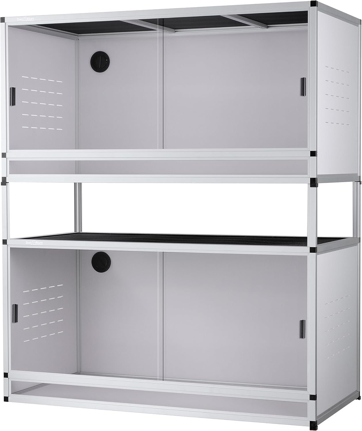 PVC Reptile Enclosures 4'x2'x2' Stackable 120 Gallon ToxiRium Large Reptile Terrarium for Bearded Dragon Space Efficient Lizard Snake, Wide Lounge Vivarium with Sliding Doors Lock-2pcs with spacers