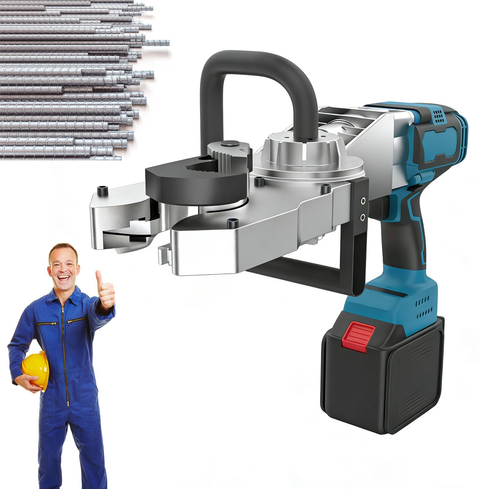 CLEASEBILY Socket Wrench & Cordless Rebar Threader – 800Nm Torque, High-Speed Cutting, Universal Fit, 90° Rotatable, 6.0Ah Battery, Lightweight 8.3kg, for Bridge Building