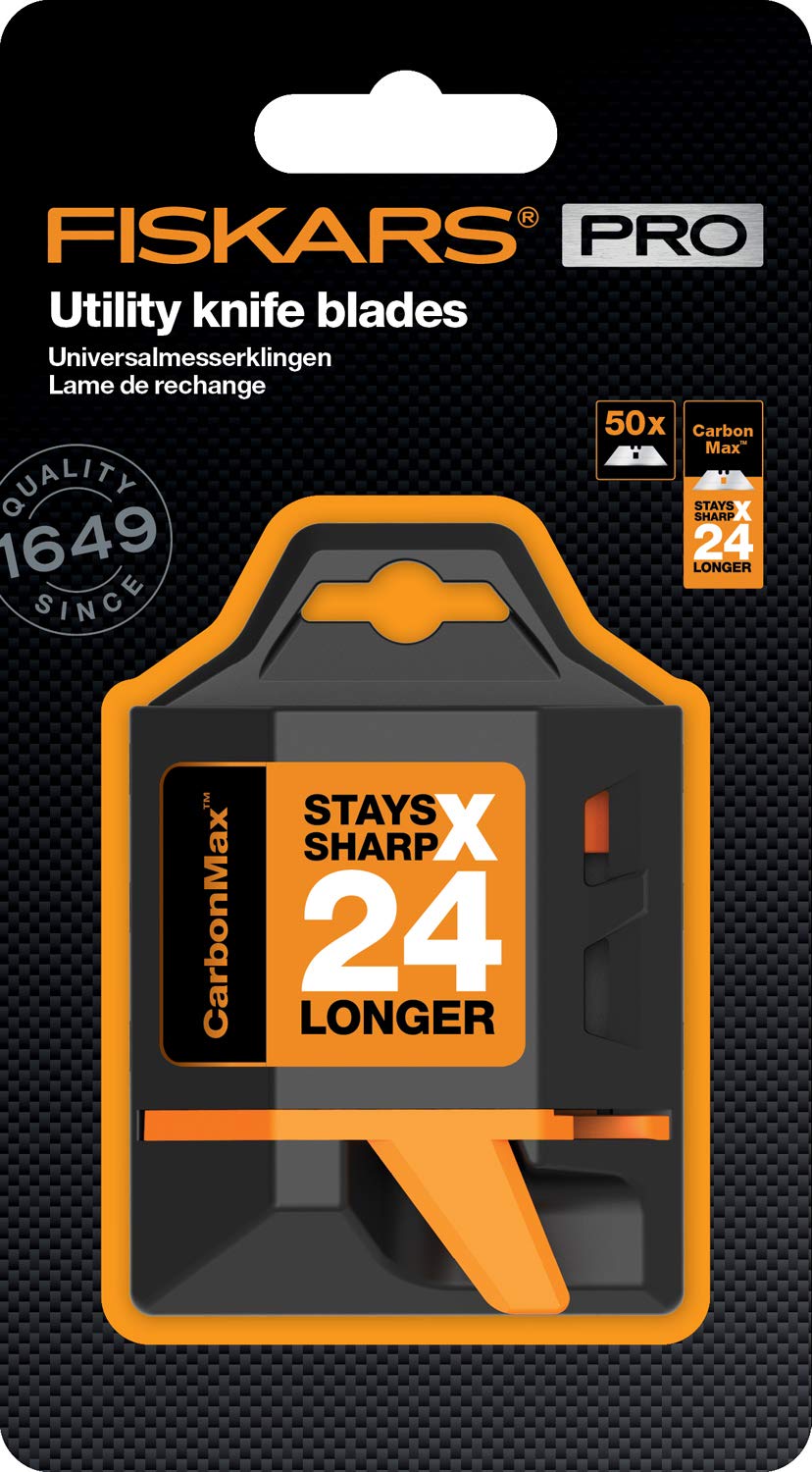 Fiskars Lame per taglierino universale, Ricambio per diversi taglierini universali Fiskars, Lama in acciaio inox, Pacco da 50, CarbonMax, 1027231 | Ricambio per diversi taglierini universali Fiskars, Lama in acciaio inox, Pacco da 50, CarbonMax, 1027231