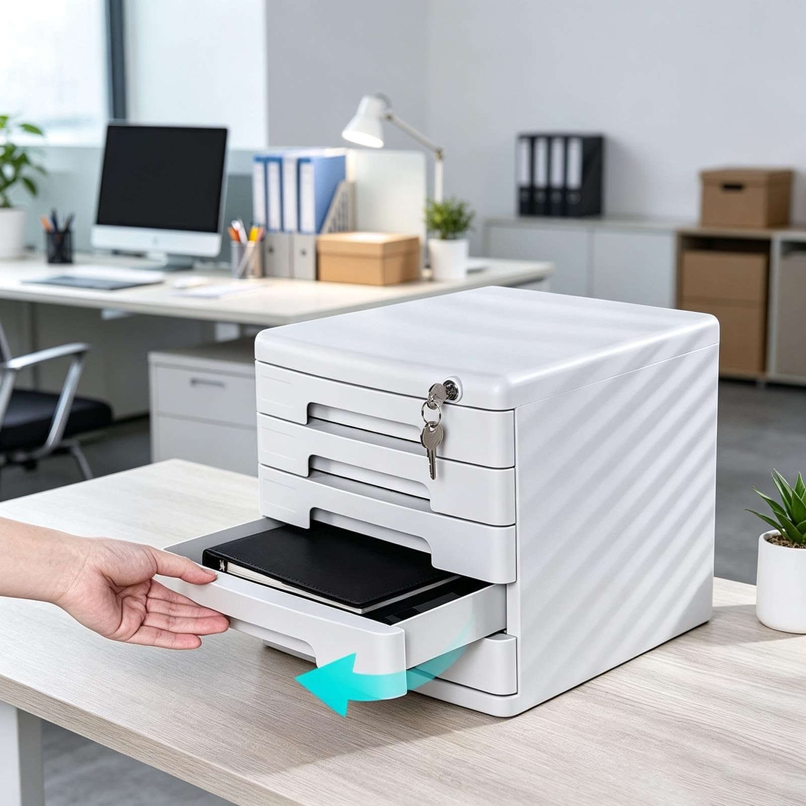 Classeur Verrouillable À 5 Niveaux Boîte Rangement Pour Fournitures Bureau