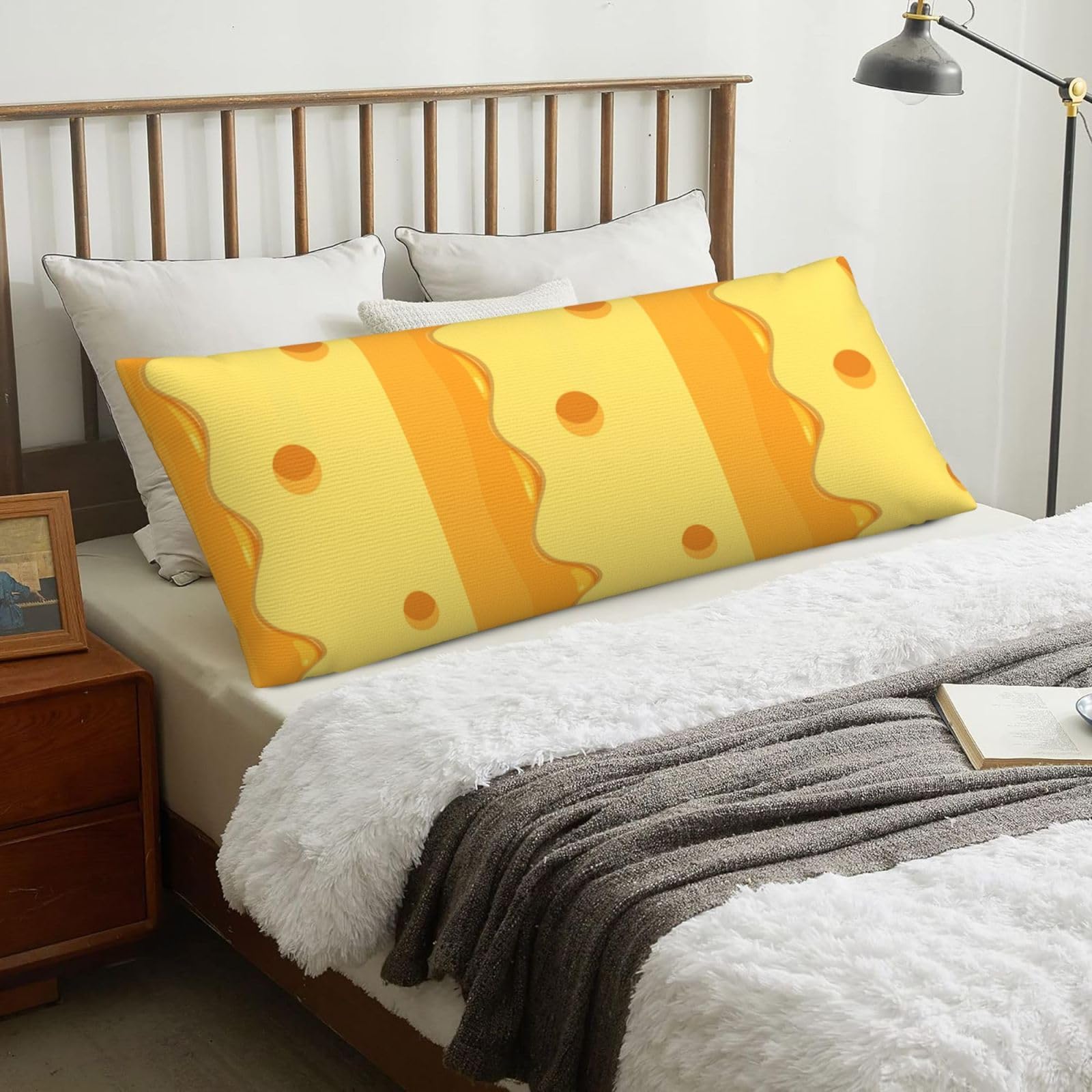 Pasta Cheese Food Pattern, Body Pillow Cover with Zipper,Long Body Pillowcase 20 x 60 in