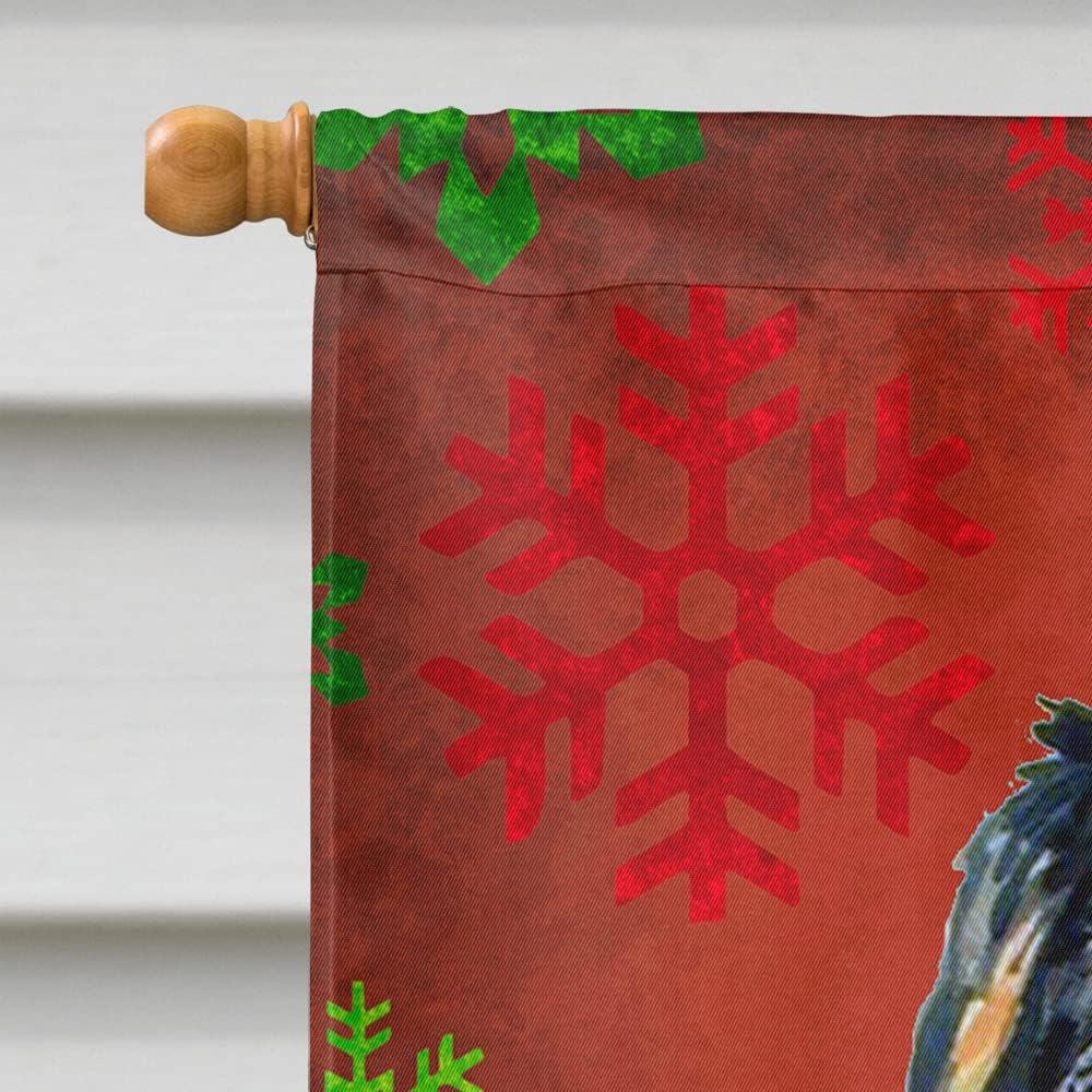 Caroline's Treasures LH9334CHF Bernese Mountain Dog Red Green Snowflakes Holiday Christmas House Flag Large Porch Sleeve Pole Decorative Outside Yard Banner Artwork Wall Hanging, Polyester, House Siz