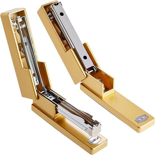 Miniatura 4 de Juego de 2 grapadoras y dispensador de cinta dorada mate para decoración de oficina en el hogar, suministros de aula, accesorios de escritorio para