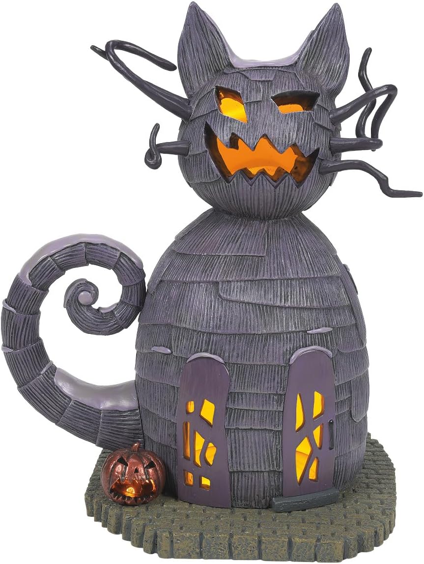 Department 56 Disney The Nightmare Before Christmas Village The Cat House Lit Building, 8.27 Inch, Multicolor