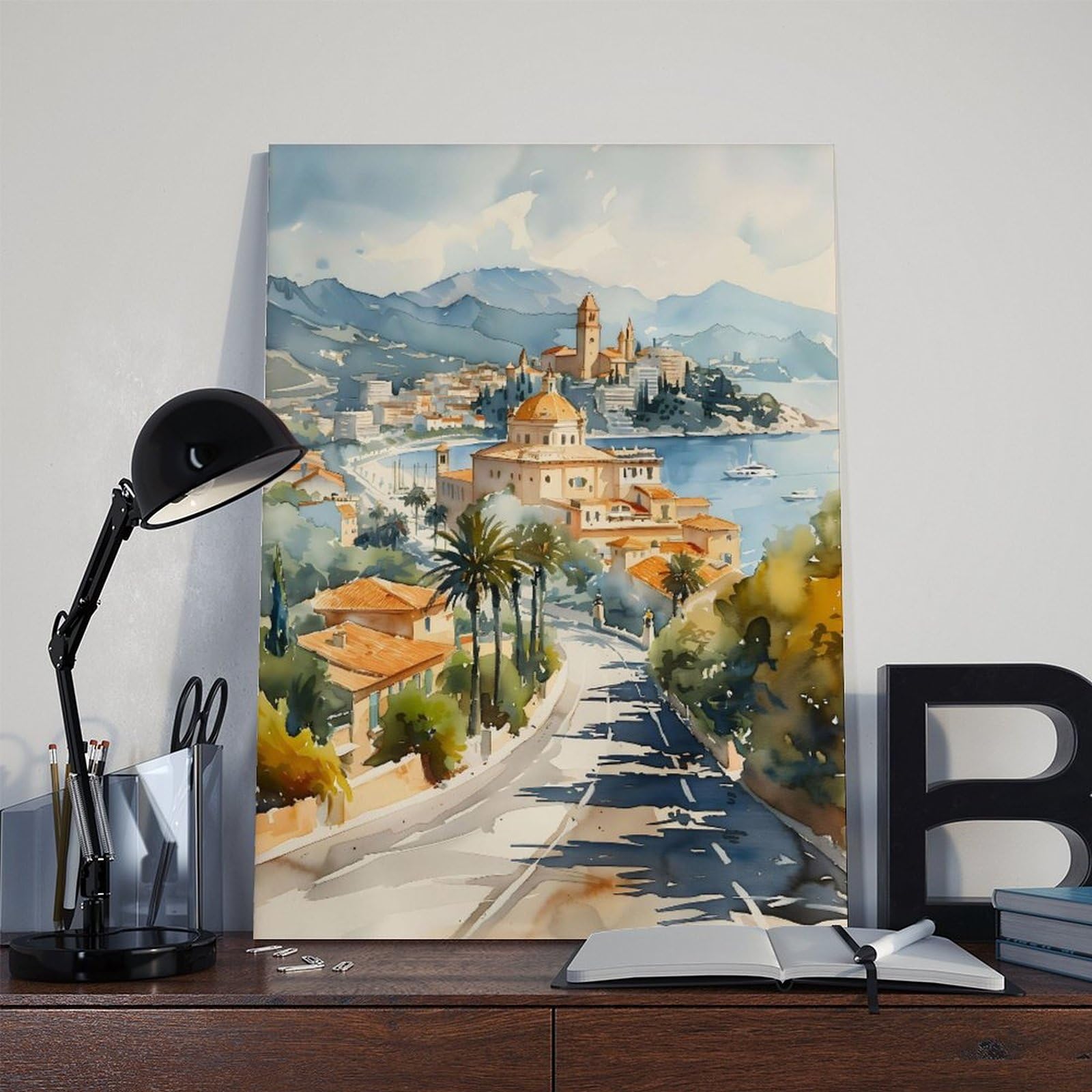 絵画 Iconic Landscape Amazon.com: ZJLAMZ Cannes Watercolor Painting Maximal Decor