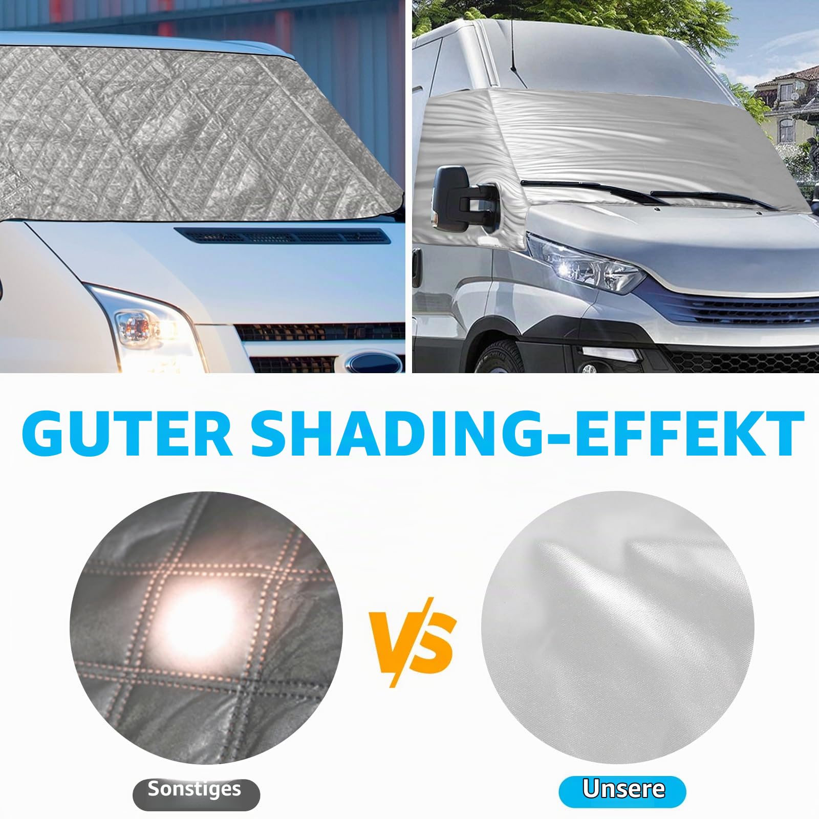 Luxus Frontscheibe Wrap Cover Ersatz für Iveco Daily 2014-2025, Silber | Auto Windschutzscheiben Abdeckung UV-Schutz, 600D Sonnenschutz Wasserdichtes Schnee-Eisschutz, Staubschutz