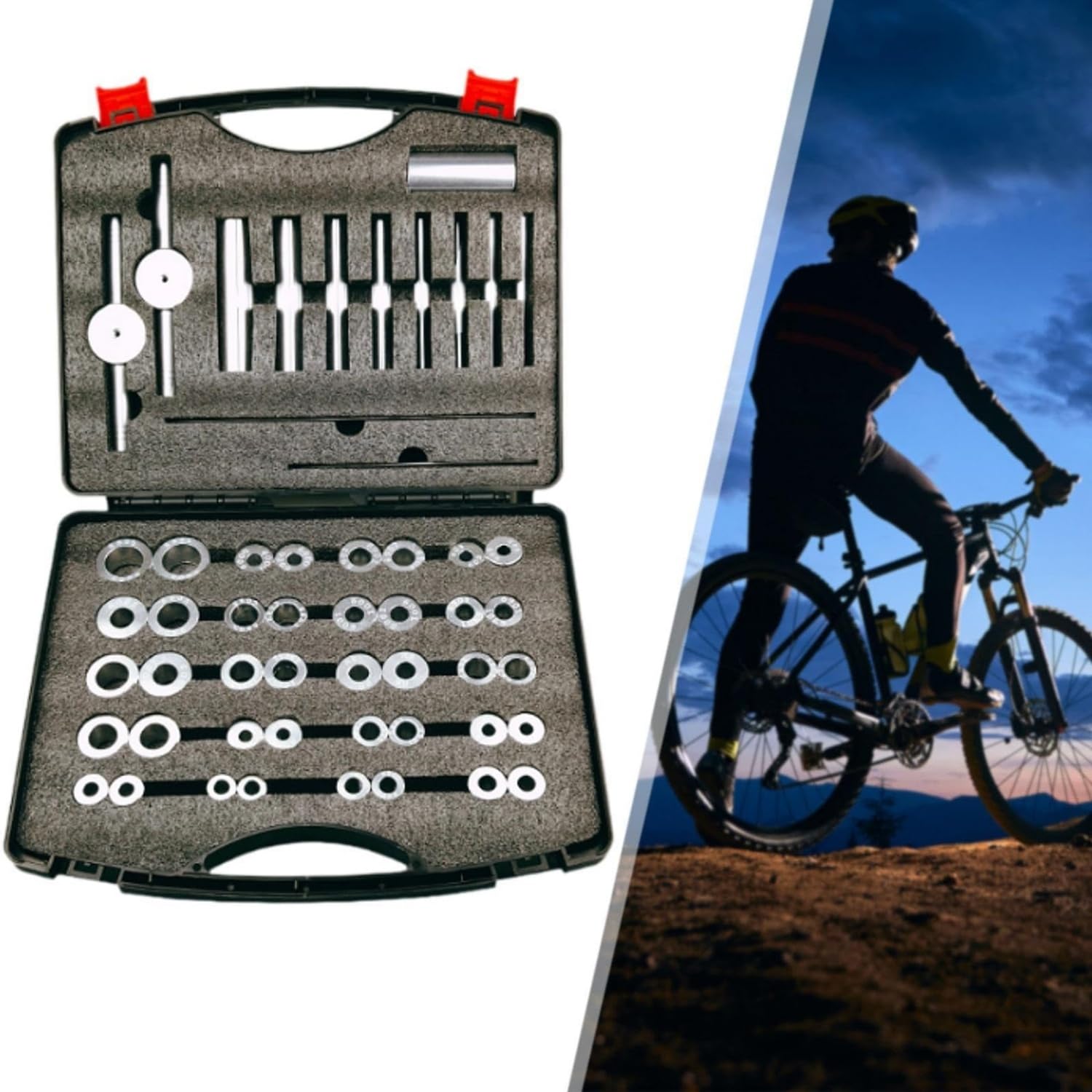 Kit de prensa de rodamientos de bicicleta, juego de herramientas universales de reparación de ciclismo con funda y herramienta de soporte inferior para una fácil instalación y extracción de