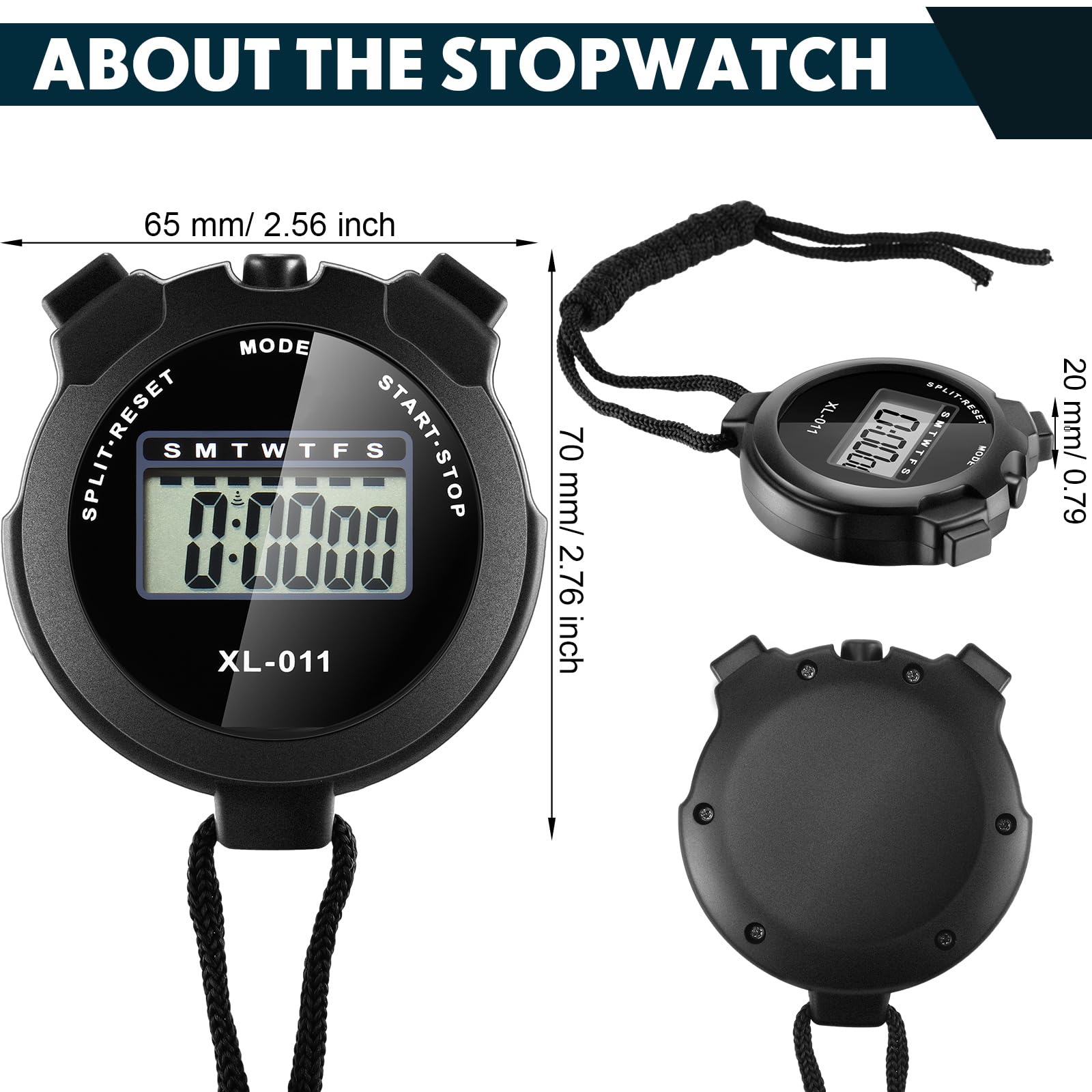 Kanayu 28 Pcs Digital Stopwatch Timer Sports Digital Stopwatch Shockproof Large Screen Handheld Stop Watch with Lanyard Date Time Alarm Function for Coach Swimming Running Sports Train(Colorful)