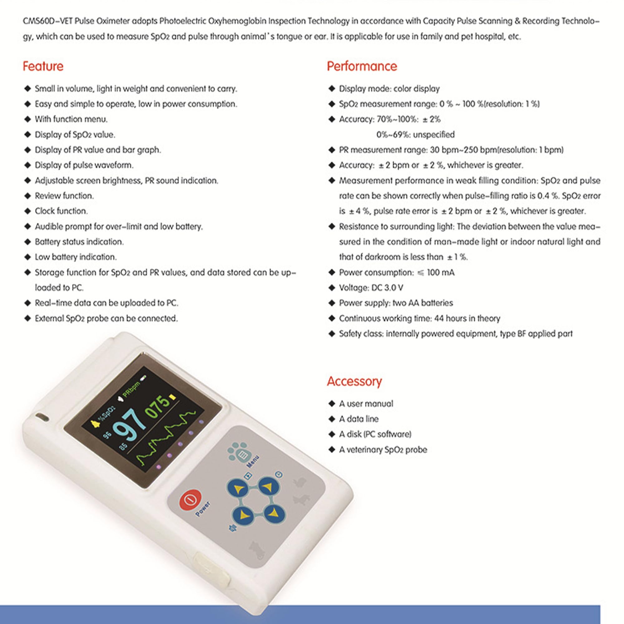 Handheld Weterynaryjny Pulsoksymetr - Monitorowany Monitor Zdrowia Zwierząt Z Czujnikiem Ucha/języka, Miernik Tempa Tętna Cyfrowego Dla Psów, Kotów I Zwierząt, łatwy W Użyciu I Dokładny Monitor