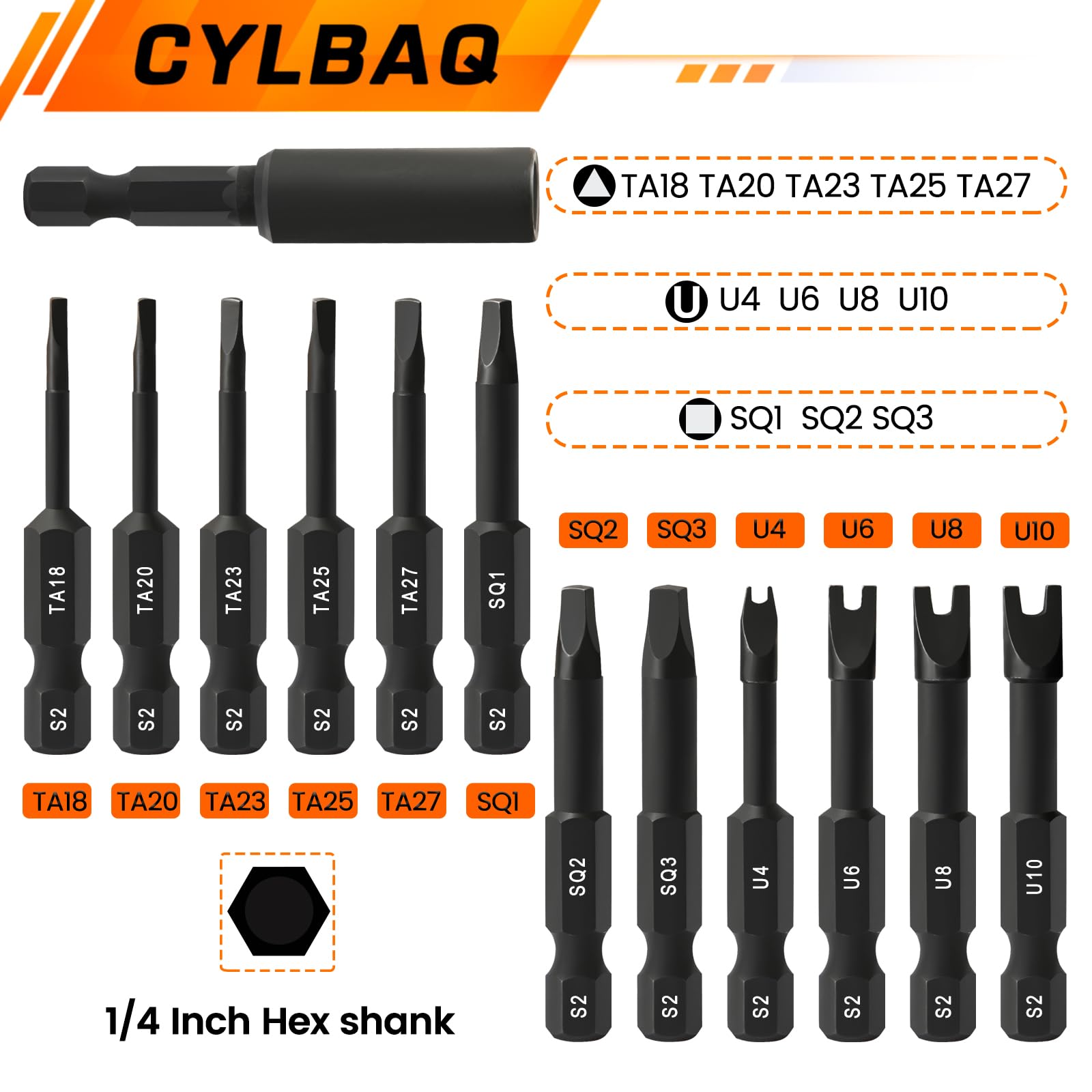 CYLBAQ Square Screwdriver Bits, Triangle U-Shaped Screwdriver Bit Set - Image 2