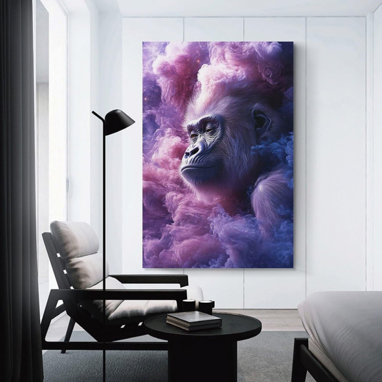Junmoney Canvas Wall Art Gorilla in Nebula, 20x30inch(50x75cm), for New Homes, Bedrooms Or Workspaces, Canvas Artwork with Gifting Potential