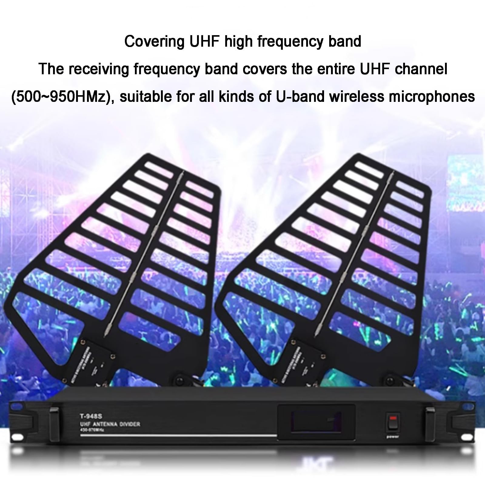 Bezprzewodowy system dystrybucji anteny UHF, 16-kanałowy wzmacniacz sygnału mikrofonowego, częstotliwość 500-950 MHz, długi zasięg 900 m dla wydajności scenicznej