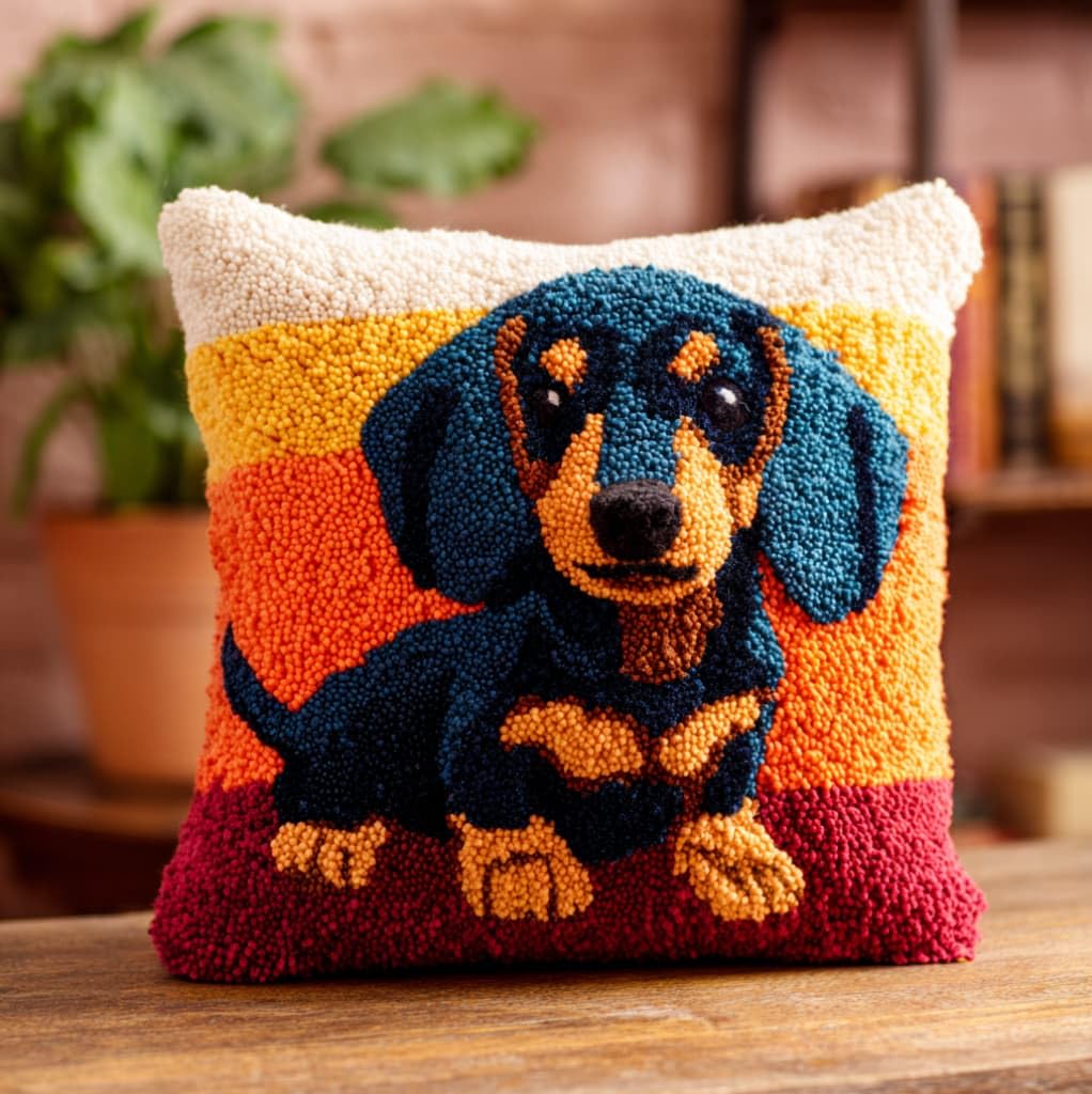 AxiangziK Latch Hook Cushion Kits,Dachshund