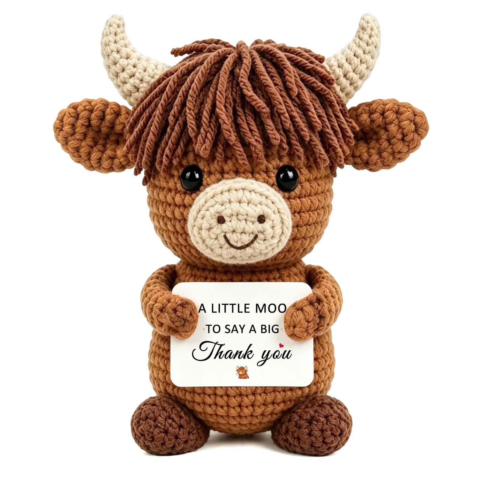 Thank You Gift, Handmade Crochet Highland Cow, Thank You Teacher Gifts, Highland Cow Gifts for Women Men, Retirement Leaving Gifts for Colleagues Women, Christmas Birthday Graduation Presents
