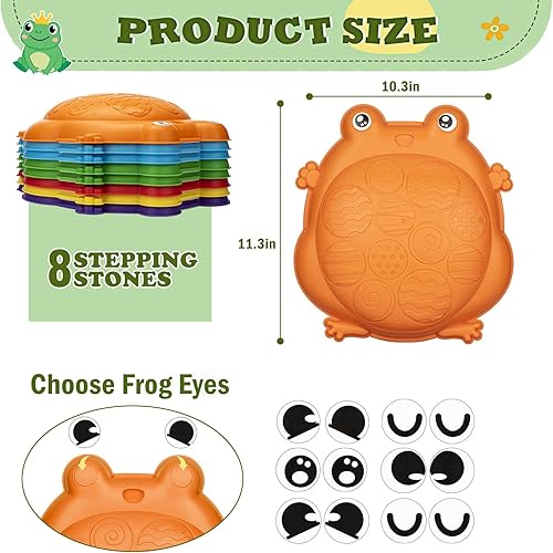 Miniatura 5 de Stepping Stones para niños, juguetes al aire libre para niños pequeños de 3 a 5 años, 8 piezas, piedra de equilibrio de rana de hasta 265 libras,
