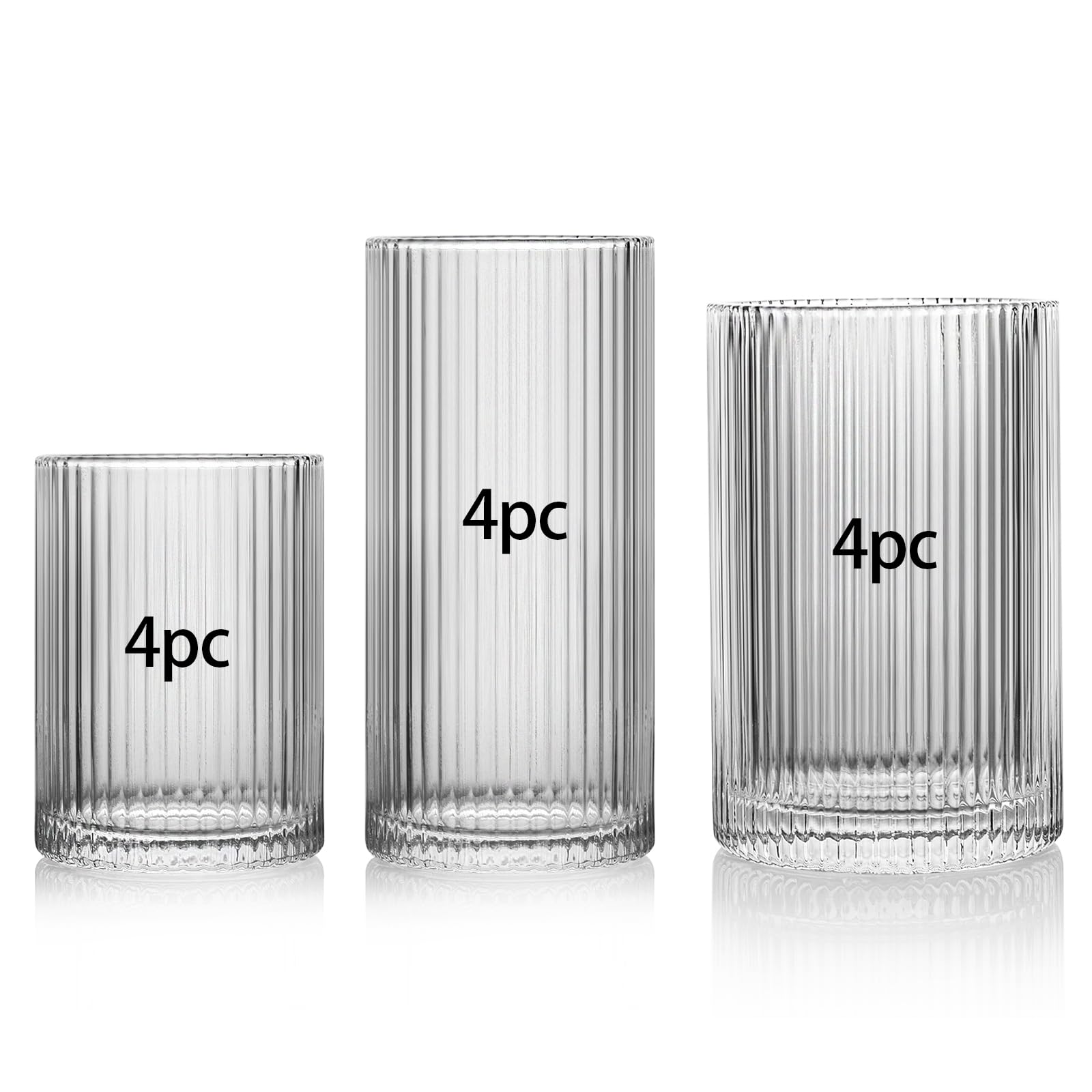 INSETLAN Set of 12 3 sizes Glass Cups Vintage Glassware Origami Style Transparent Cocktail Glasses Set Bar Beverages