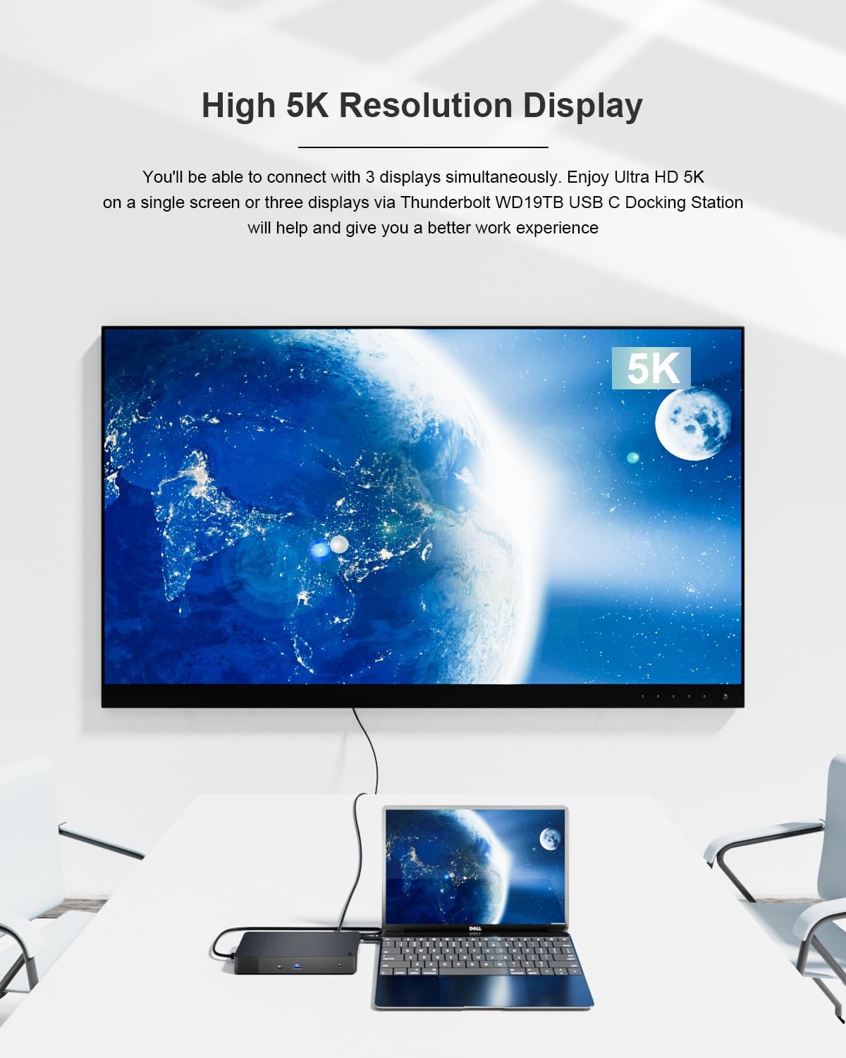 WD19 Thunderbolt Docking Station USB C,Dual Monitor Single 5K or Dual 4K Triple Display with 180W Power Adapter, (1*Thunderbolt C, 2 DP, 1 HDMI, 2 USB C, 3 USB, 1 RJ45, 2 3.5 Ports, 1 DC Power)