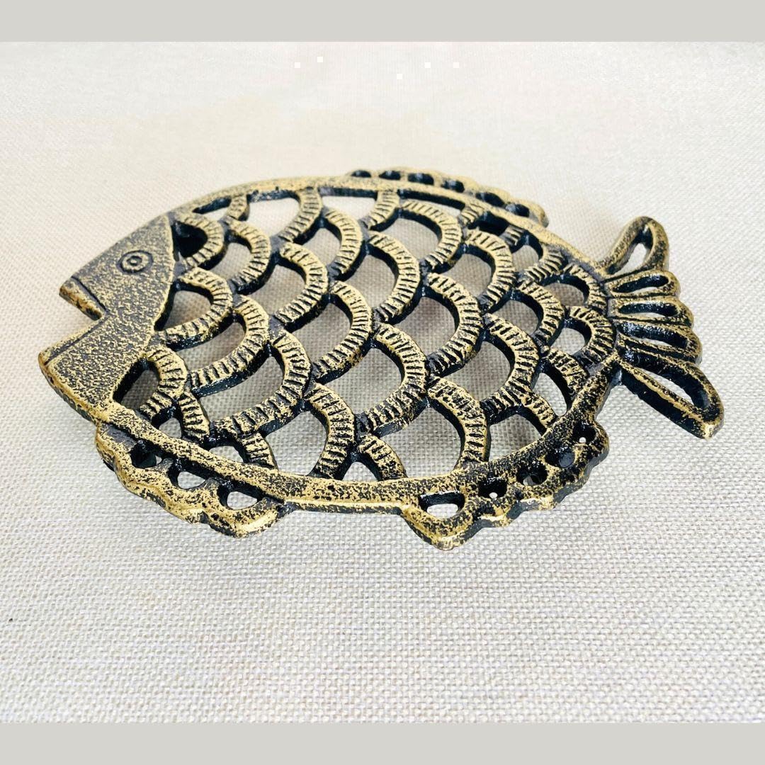 トリベット 魚 アイアン 鍋敷き 鉄製 希少北欧風 トリベット 鉄製鍋