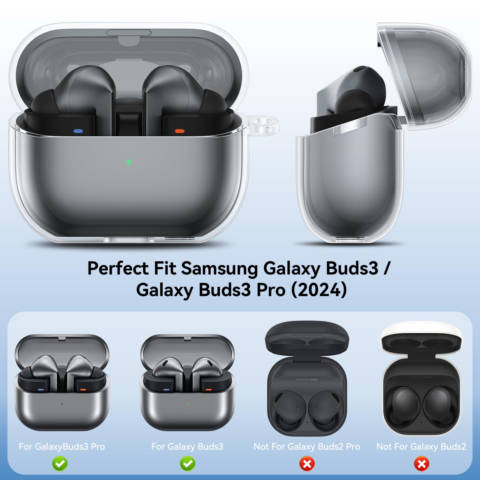 YLK Coque Samsung Galaxy Buds 3 Pro/Buds 3 Étui Antichoc TPU Souple Recharge USB-C Sans Fil Transparent