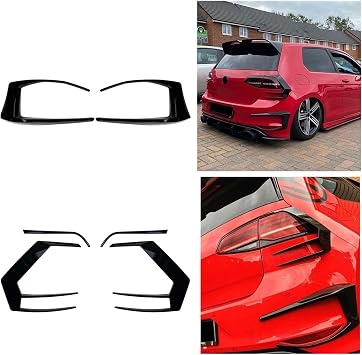Rear Side Air Trim & Fog Light Cover Strip Tail Lamp Frame Spoiler Compatible with VW VW Golf 7 GTI R GTD MK7 R400 2013-2016Item A and B