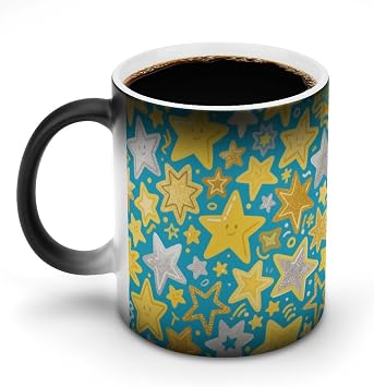 Coffee Mug 11 Oz Fantasy Stars Color Changing Mugs, Heat Changing Coffee Mugs with Handle, Heat Sensitive Magic Mug for Women Men Funny Ceramic Cup for Tea Latte Milk Cocoa